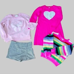 Baby GAP Houndstooth Skort Striped Pink Sweater Dress Sz 5 Lot of 4